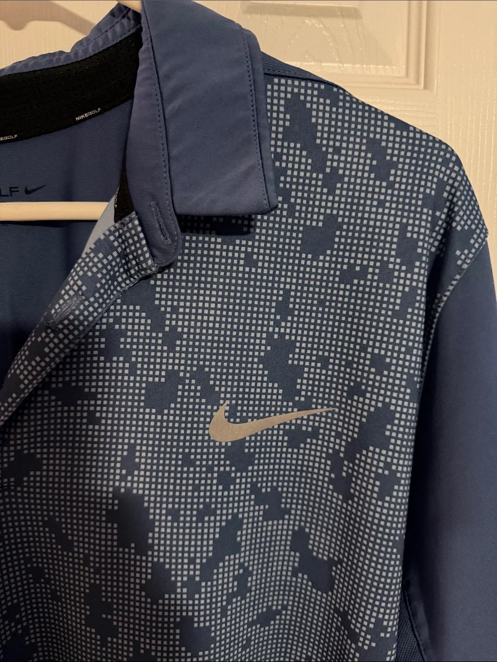 Nike Men's Blue Patterned Golf Polo